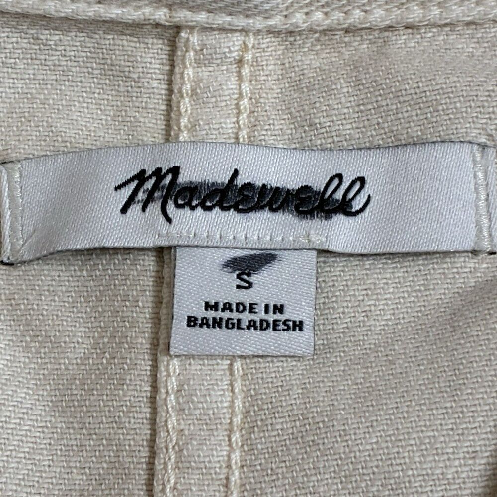 Madewell Button Up Shirt-Jacket Mens Small Ivory Canvas Uniform Twill NY113 NEW - Picture 3 of 11